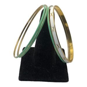Vintage Comfortable Green And White Four Piece Metal Bracelet Set